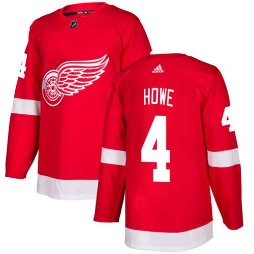 Adidas Men Detroit Red Wings 4 Gordie Howe Red Home Authentic Stitched NHL Jersey